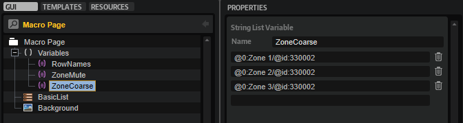 Creating a Template List ZoneCoarse